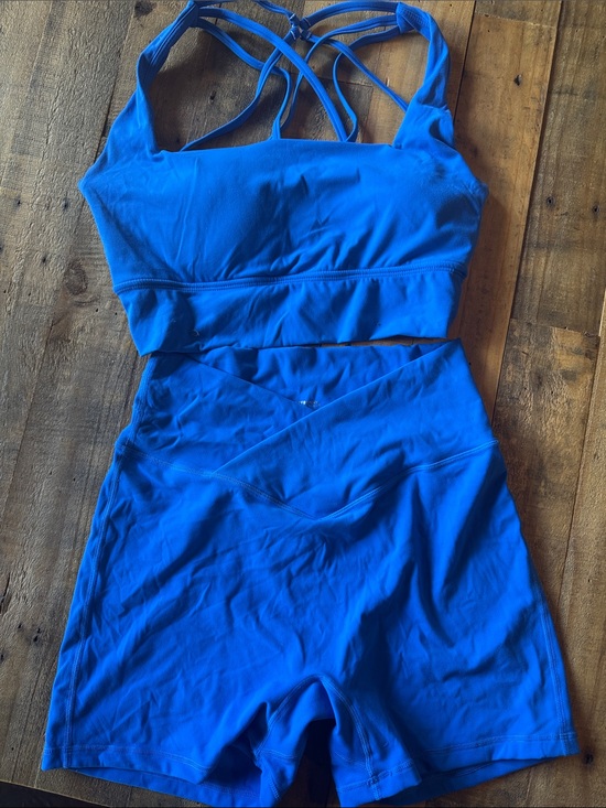Buffbunny Collection Pants - BuffBunny Royal Blue High-Waist Athletic Shorts AND sport bra matching set
